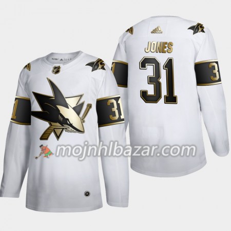 Dresovi San Jose Sharks Martin Jones 31 Adidas 2019-2020 Golden Edition Bijela Authentic - Muške